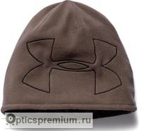 Шапка флисовая двухсторонняя Under Armour, камуфляж Ridge Reaper Barren / коричневая